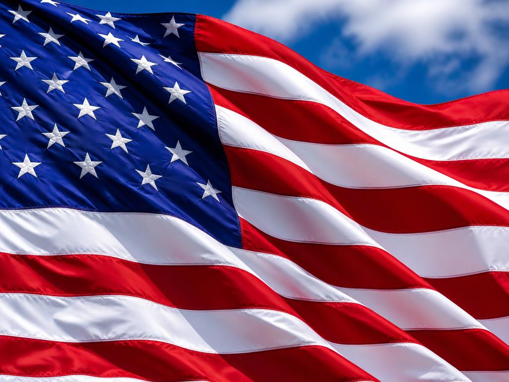 American flag waving in the wind